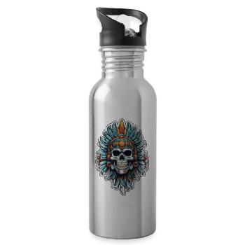 Mayan / Hochkultur / Peru / Maya Kalender / Motiv - Trinkflasche mit integriertem Trinkhalm - Lightsilver - Rechts