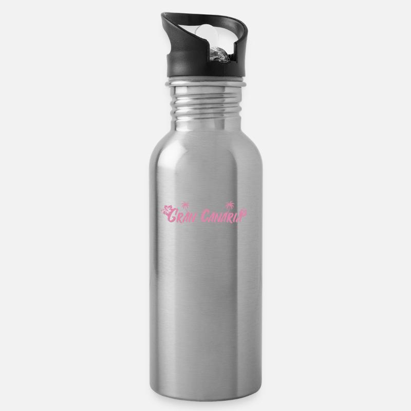 Gran Canaria - Trinkflasche mit integriertem Trinkhalm - Lightsilver