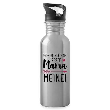 Es gibt nur eine Beste Mama - Meine! / Beste Mama - Trinkflasche mit integriertem Trinkhalm - Lightsilver - Rechts