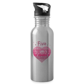 5. Geburtstag Lesen Bücher Buch Mädchen Tochter - Trinkflasche mit integriertem Trinkhalm - Lightsilver - Rechts