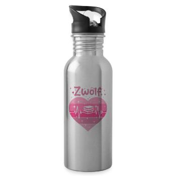 12. Geburtstag Lesen Bücher Buch Mädchen Tochter - Trinkflasche mit integriertem Trinkhalm - Lightsilver - Rechts