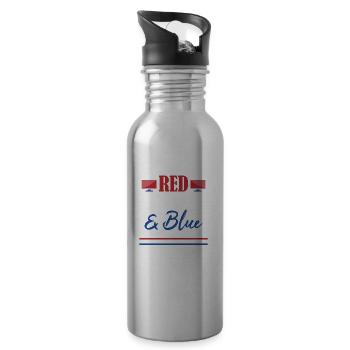 Veteran US Flag Red White & Blue Office Clerk Crew - Trinkflasche mit integriertem Trinkhalm - Lightsilver - Rechts