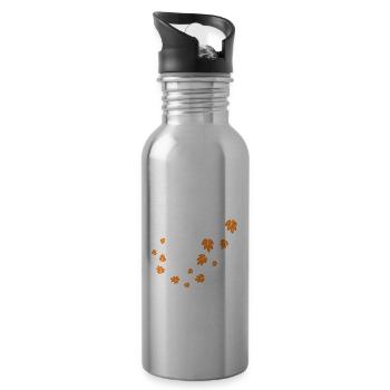 Herbstblätter im Wind - Trinkflasche mit integriertem Trinkhalm - Lightsilver - Rechts