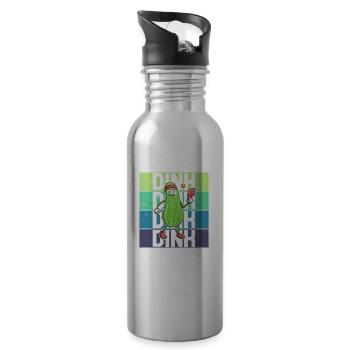 Pickelball Pickle Schläger Gurke Lustig - Trinkflasche mit integriertem Trinkhalm - Lightsilver - Rechts