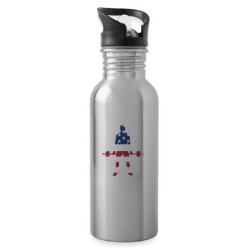 Sport Us Flag Powerlifting - Water bottle with straw - silver - Right