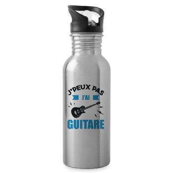 I Can't I Guitar Guitarist Gift - Water bottle with straw - silver - Right