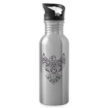 Tribal Tattoo Adler Tattoo Aztec - Trinkflasche mit integriertem Trinkhalm - Lightsilver - Rechts