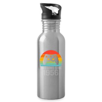 1956 Birthday Gift For All Gamers 1956 - Water bottle with straw - silver - Right