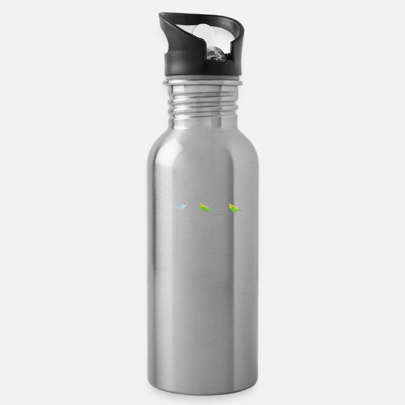 Wellensittich - Trinkflasche mit integriertem Trinkhalm - Lightsilver