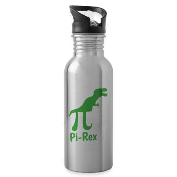 Pi-Rex Mathe Mathematik Lehrer Schule Wissenschaft - Trinkflasche mit integriertem Trinkhalm - Lightsilver - Rechts
