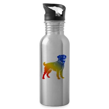 Corgi Chien Coloré - Gourde avec paille intégrée - argent clair - Droite