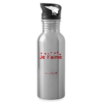 je t'aime même quand tu ronfles - Gourde avec paille intégrée - argent clair - Droite