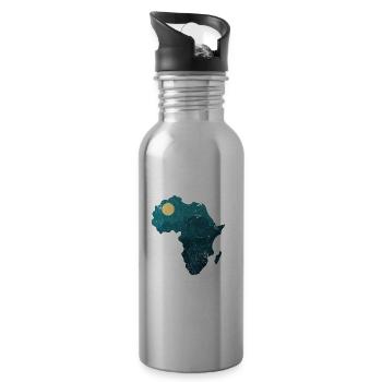 AFRIQUE DU SUD ANIMAUX DU SUD COULEURS DE LA NATURE AFRIQUE MOTIFS - Gourde avec paille intégrée - argent clair - Droite
