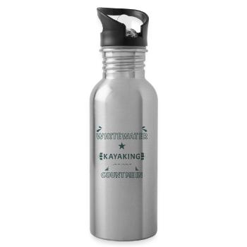 If It Involves Whitewater Kayaking And Dogs - Water bottle with straw - silver - Right