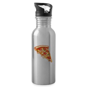 Lustiger Pizzaflüsterer Feinschmecker Pizzastück - Trinkflasche mit integriertem Trinkhalm - Lightsilver - Rechts