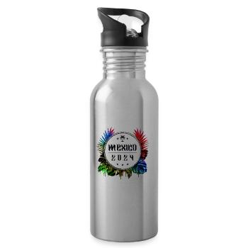 Mexico 2024 Colorful - Water bottle with straw - silver - Right