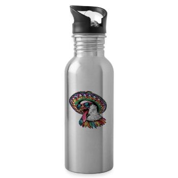 Taube Vogel Comic Lustig Sombrero - Trinkflasche mit integriertem Trinkhalm - Lightsilver - Rechts