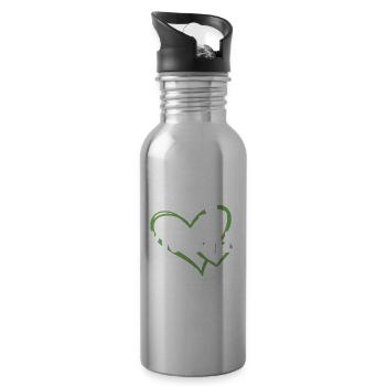 Sport Heart Kickball - Water bottle with straw - silver - Right