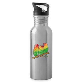 Peach head aka Fischer's Inseparable - Water bottle with straw - silver - Right