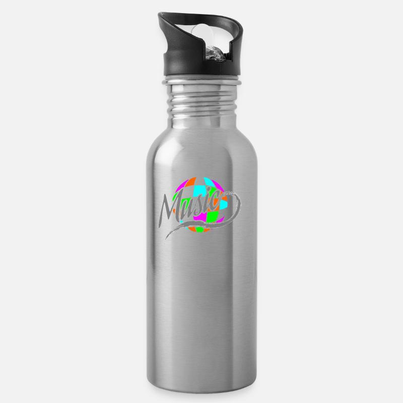 DJ - Trinkflasche mit integriertem Trinkhalm - Lightsilver