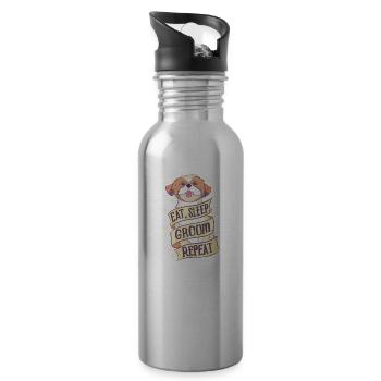 Hundefriseur Dogstyler Groomer Hundesalon - Trinkflasche mit integriertem Trinkhalm - Lightsilver - Rechts