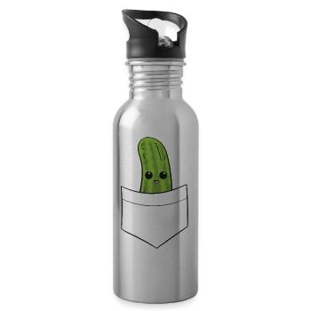 Concombre - Dans la poche de poitrine / poche de chemise - Gourde avec paille intégrée - argent clair - Droite