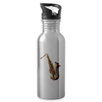 Das Saxophon ist ein faszinierendes Instrument - Trinkflasche mit integriertem Trinkhalm - Lightsilver - Rechts