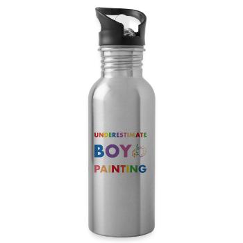 Painter Never Underestimate The Power Of A Boy - Trinkflasche mit integriertem Trinkhalm - Lightsilver - Rechts