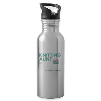 Knitter Aunt Definition Knitting - Water bottle with straw - silver - Right