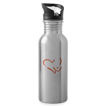 Sport Heart American Football - Water bottle with straw - silver - Right