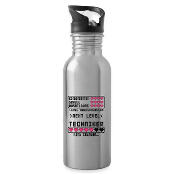 angehende Techniker vor Ausbildung Beginn Start - Trinkflasche mit integriertem Trinkhalm - Lightsilver - Rechts