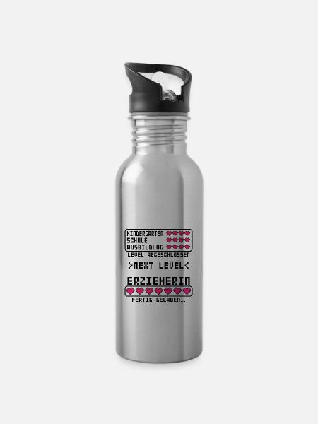 Erzieherin Prüfung Ausbildung bestandenen - Trinkflasche mit integriertem Trinkhalm - Lightsilver