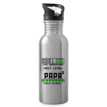 Geburt Arbeitskollege Kollege wird Papa Vater3 - Trinkflasche mit integriertem Trinkhalm - Lightsilver - Rechts