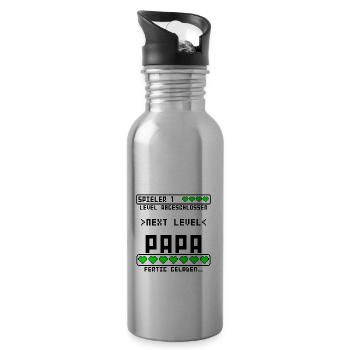 Geburt Baby Arbeitskollege Kollege wird Papa Vater - Trinkflasche mit integriertem Trinkhalm - Lightsilver - Rechts