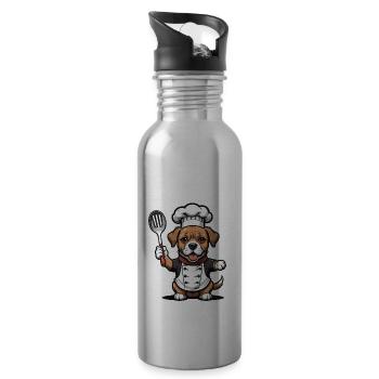 Dog Chef Dog Friends Gift Cooking BBQ - Water bottle with straw - silver - Right