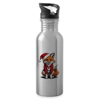 Fuchs Fox Weihnachtsmann Süß Geschenk für Frauen - Trinkflasche mit integriertem Trinkhalm - Lightsilver - Rechts