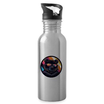 Bär Comic Cool Sommer - Trinkflasche mit integriertem Trinkhalm - Lightsilver - Rechts