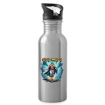 God Mode - Zeus in the Clouds - Water bottle with straw - silver - Right
