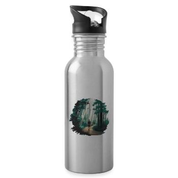 Hiking is My Therapy – Nature & Forest - Water bottle with straw - silver - Right
