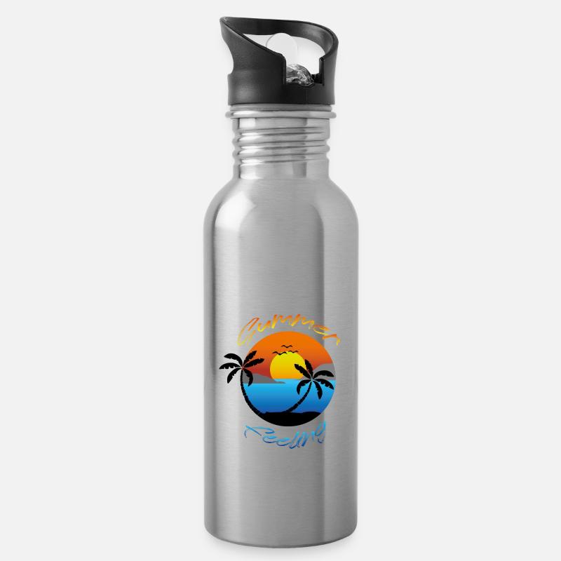 Summerfeeling 2022 - Trinkflasche mit integriertem Trinkhalm - Lightsilver