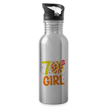 70s Girl 70s Girl Hippie - Water bottle with straw - silver - Right