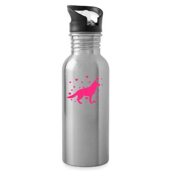 German shepherd - Water bottle with straw - silver - Right