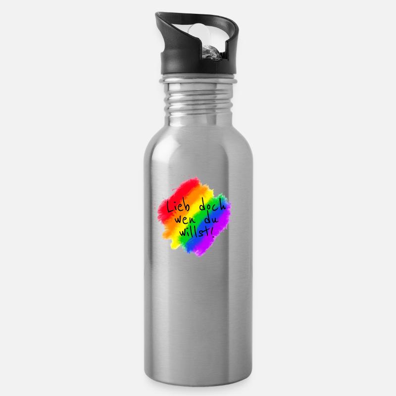Lieb doch wen du willst - Trinkflasche mit integriertem Trinkhalm - Lightsilver