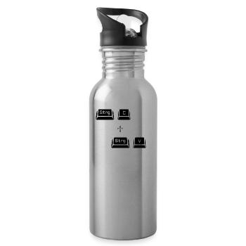 Strg c Strg v Tastatur Computer Copy Geschenk - Trinkflasche mit integriertem Trinkhalm - Lightsilver - Rechts