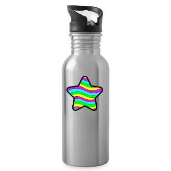 Wavy Star - Water bottle with straw - silver - Right