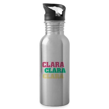 Clara Geburtstag Namensgeschenke Clarachen - Trinkflasche mit integriertem Trinkhalm - Lightsilver - Rechts