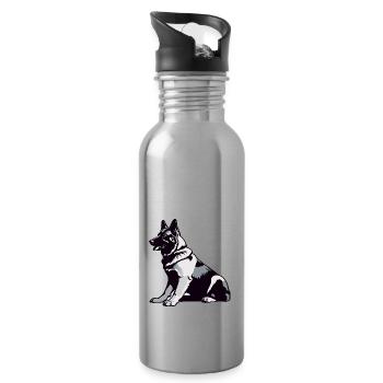Sitting German Shepherd - Pet Sticker - Trinkflasche mit integriertem Trinkhalm - Lightsilver - Rechts