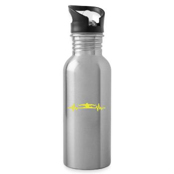 Heartbeat Swimmer - Diver Water Sports Athlete - Water bottle with straw - silver - Right