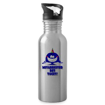 Mitarbeiter des Tages - Trinkflasche mit integriertem Trinkhalm - Lightsilver - Rechts