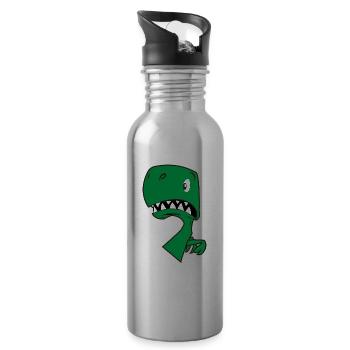 T rex 1 - Gourde avec paille intégrée - argent clair - Droite